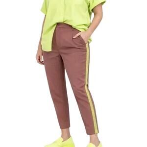 Wildfang The Empower Colorblock Slim Crop Pant, Rose Brown, Mesh, Size 0, NWT